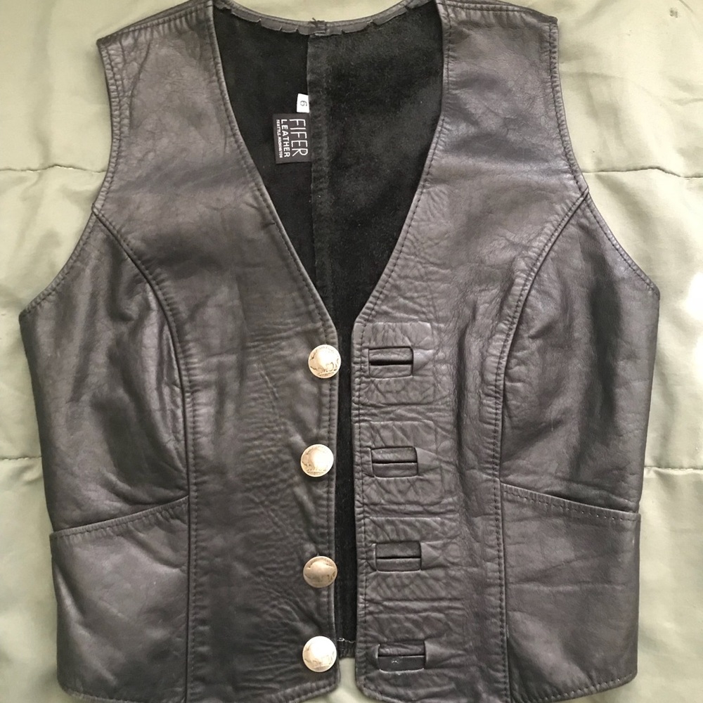 Fifer Buffalo Nickel Leather Vest